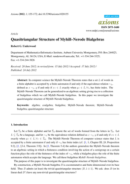 Quasitriangular Structure of Myhill–Nerode Bialgebras