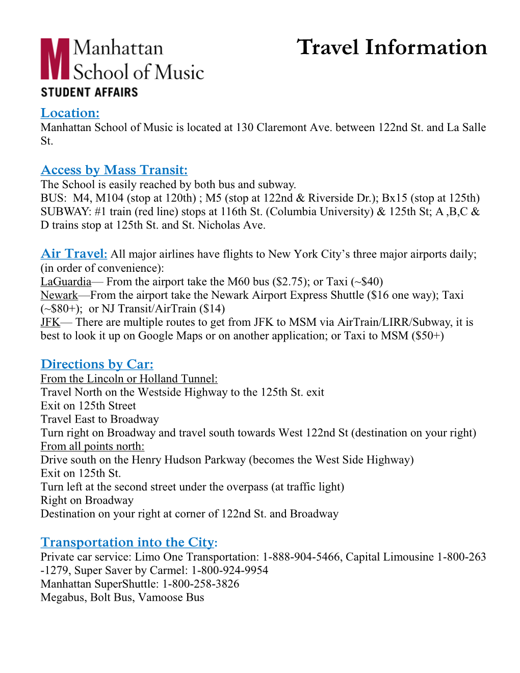 Travel Information