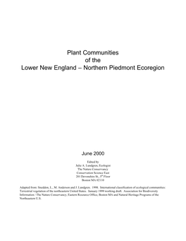 Plant Communities of the Lower New England – Northern Piedmont Ecoregion