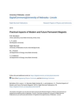 Practical Aspects of Modern and Future Permanent Magnets