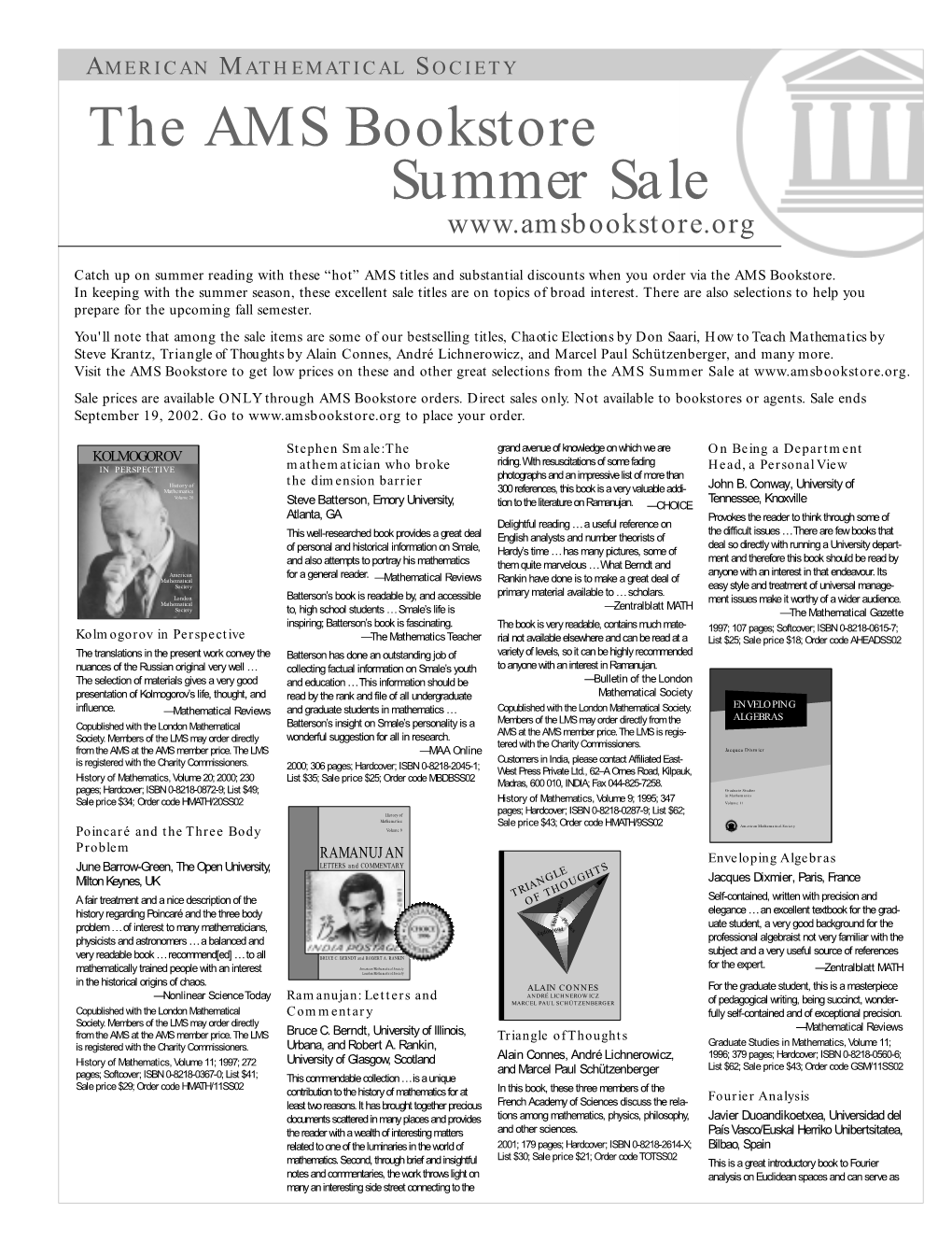 AMS Bookstore Summer Sale