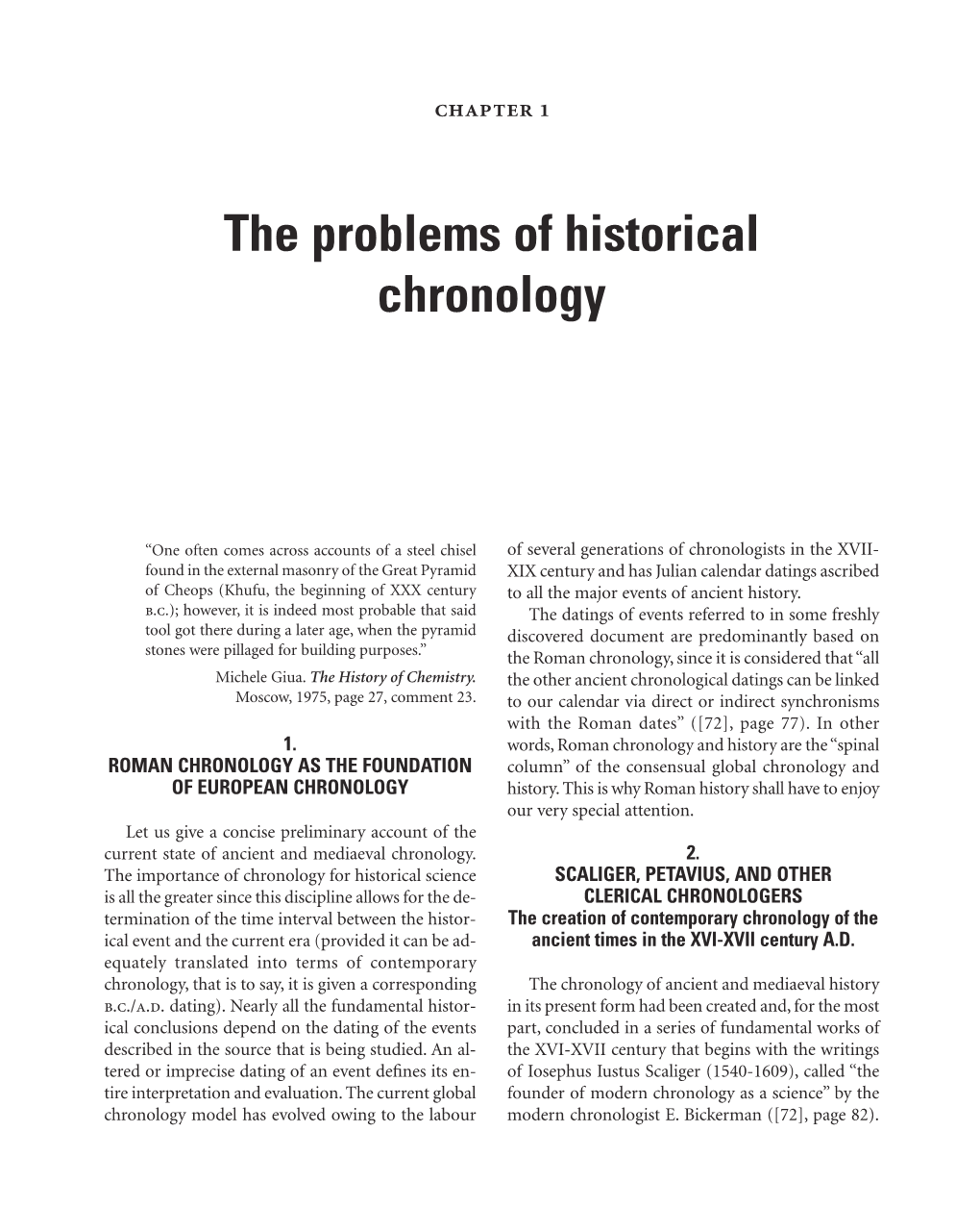 The Problems of Historical Chronology