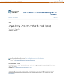 Engendering Democracy After the Arab Spring Valentine M