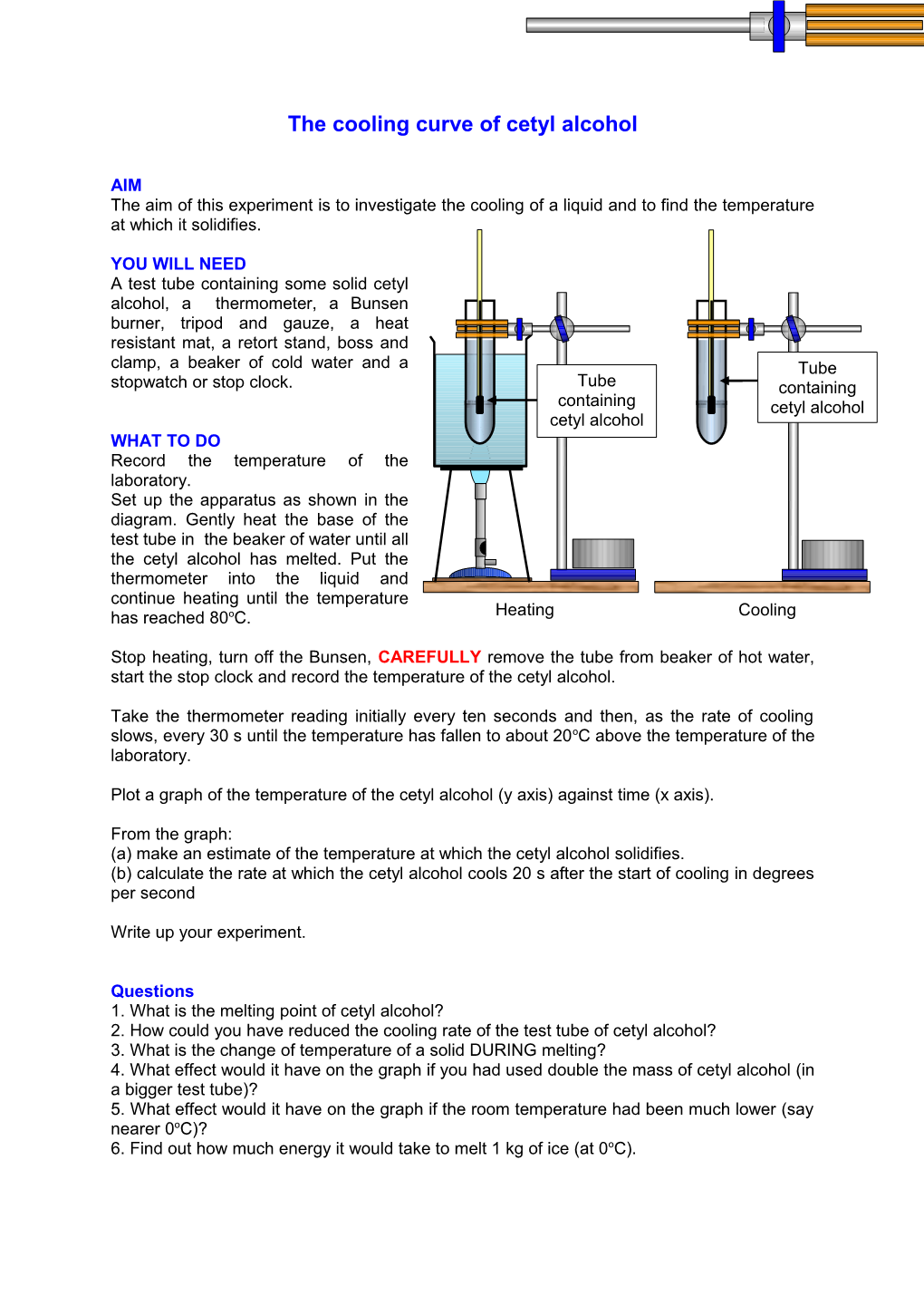 Cooling Curve of Cetyl Alcohol