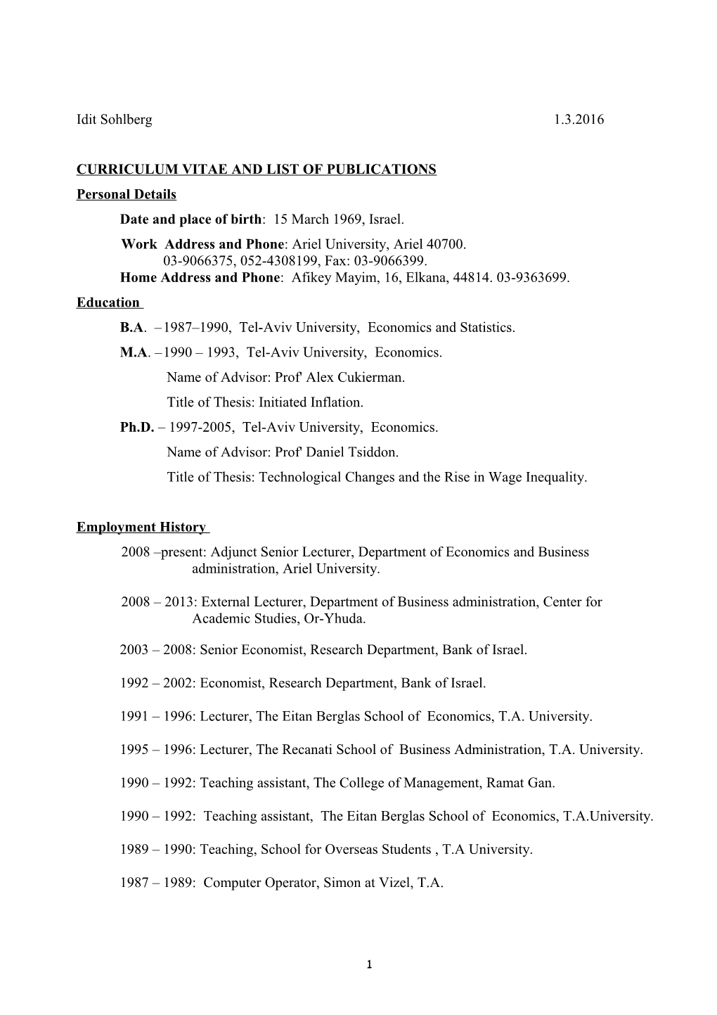 Curriculum Vitae and List of Publications s2