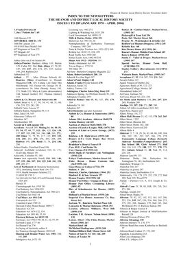 Index to the Newsletters the Heanor and District Local History Society Issues 1 to 289 (January 1970 – April 2006)