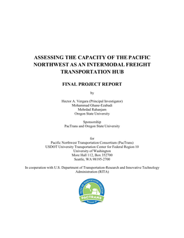 Assessing the Capacity of the Pacific Northwest As an Intermodal Freight Transportation Hub