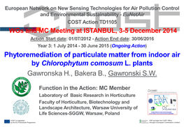 Phytoremediation of Particulate Matter from Indoor Air by Chlorophytum Comosum L. Plants Gawronska H., Bakera B., Gawronski S.W