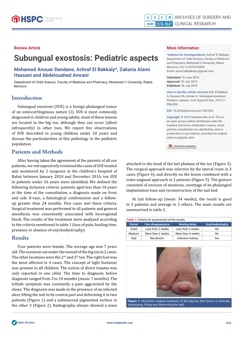 Subungual Exostosis: Pediatric Aspects