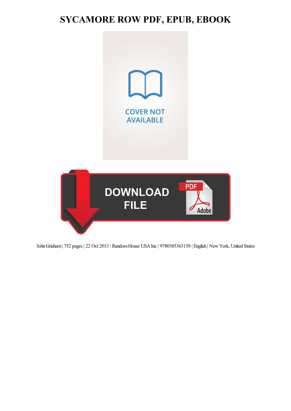 Ebook Download Sycamore Row Ebook