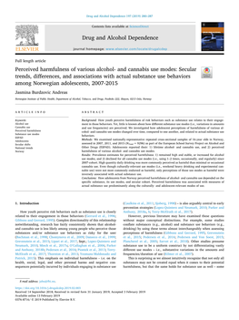 Perceived Harmfulness of Various Alcohol- and Cannabis Use Modes