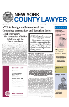 NYCLA's Foreign and International Law Committee Presents Law and Terrorism Series