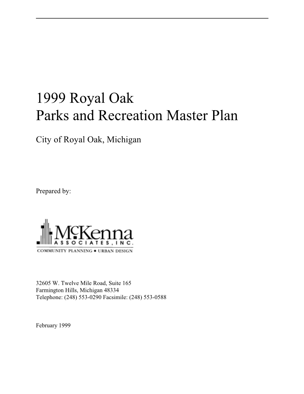 1999 Parks and Rec Master Plan
