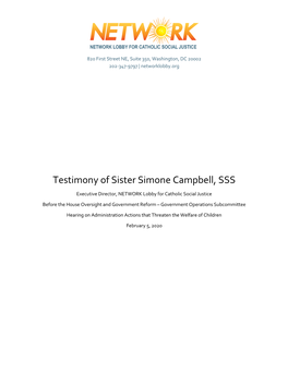 Testimony of Sister Simone Campbell, SSS