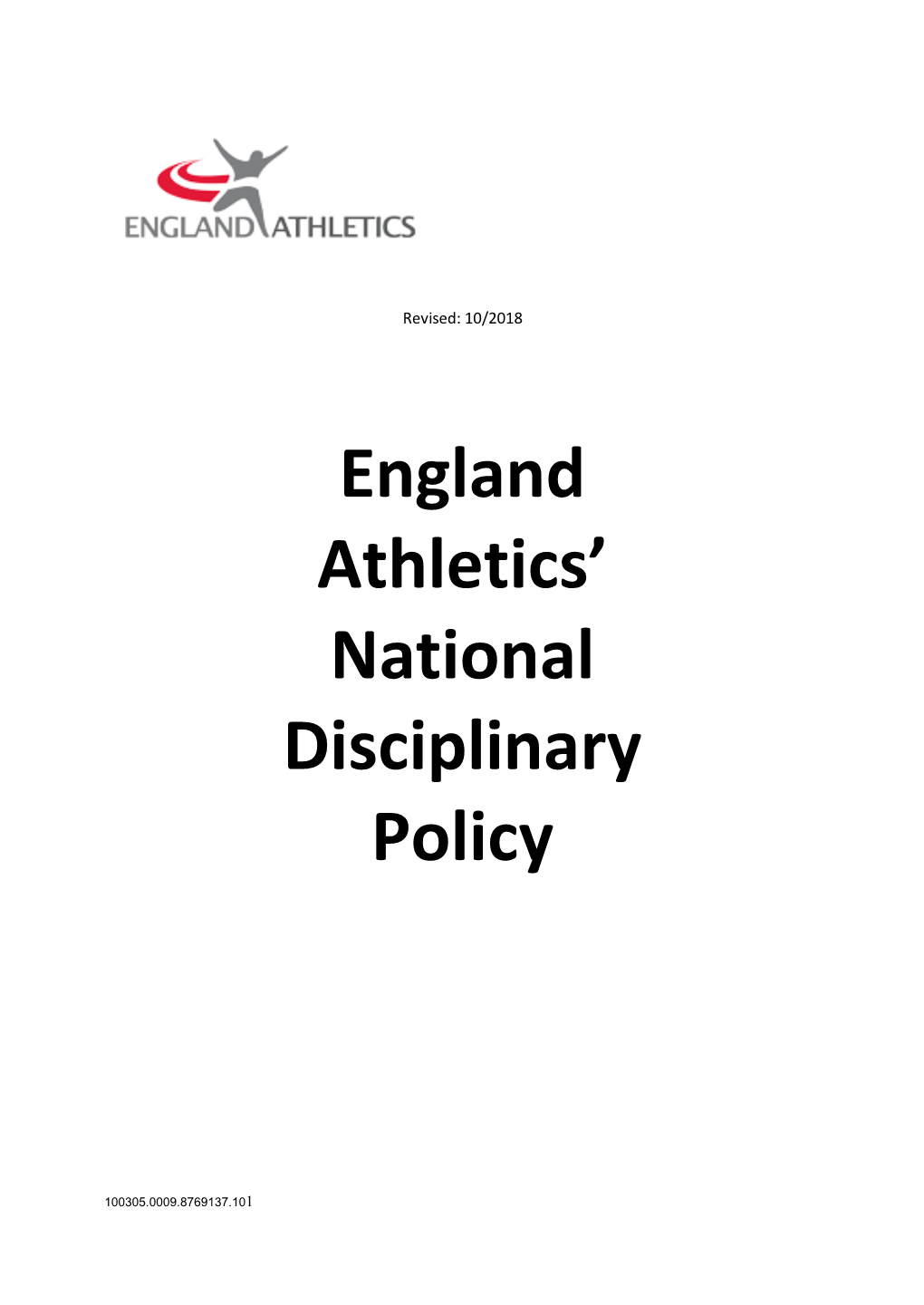 England Athletics' National Disciplinary Policy