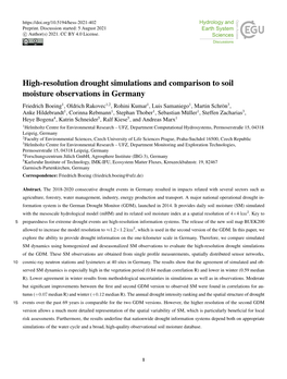 High-Resolution Drought Simulations and Comparison to Soil Moisture Observations in Germany