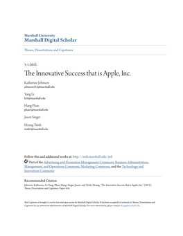 The Innovative Success That Is Apple, Inc. 1