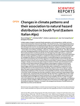 Changes in Climate Patterns and Their Association to Natural Hazard Distribution in South Tyrol (Eastern Italian Alps)