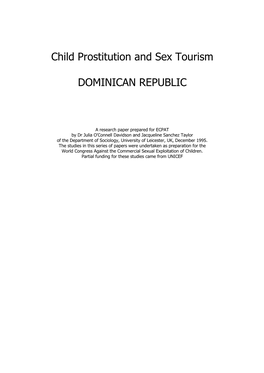 Child Prostitution and Sex Tourism DOMINICAN REPUBLIC