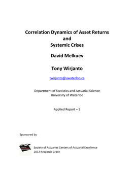 Correlation Dynamics of Asset Returns and Systemic Crises (PDF)