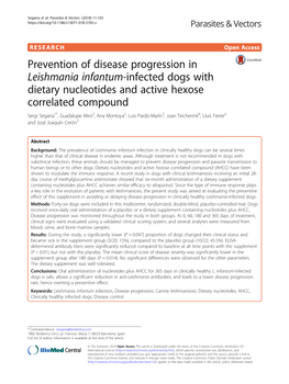 Prevention of Disease Progression in Leishmania Infantum-Infected Dogs