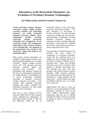 An Evolution of Trivalent Chromate Technologies