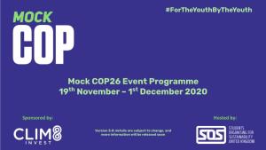 Mock COP26 Event Programme 19Th November – 1St December 2020