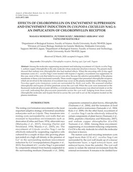 Effects of Chlorophyllin on Encystment Suppression and Excystment Induction in Colpoda Cucullus Nag-1: an Implication of Chlorophyllin Receptor