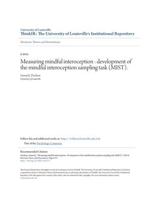 Measuring Mindful Interoception : Development of the Mindful Interoception Sampling Task (MIST)