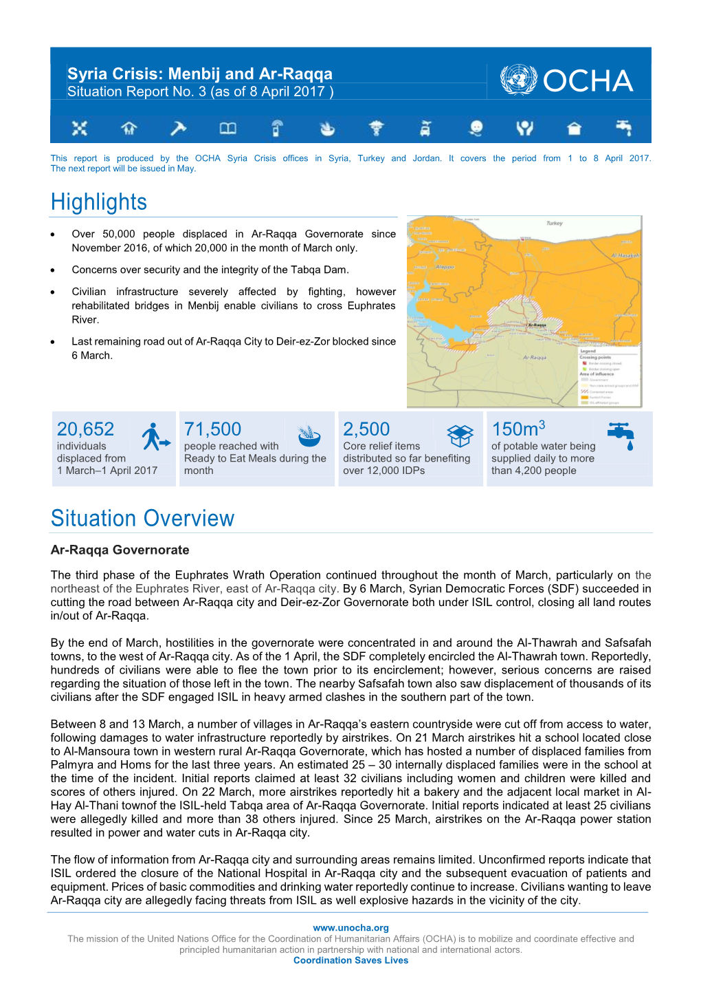 Syria Crisis: Menbij and Ar-Raqqa Situation Report No