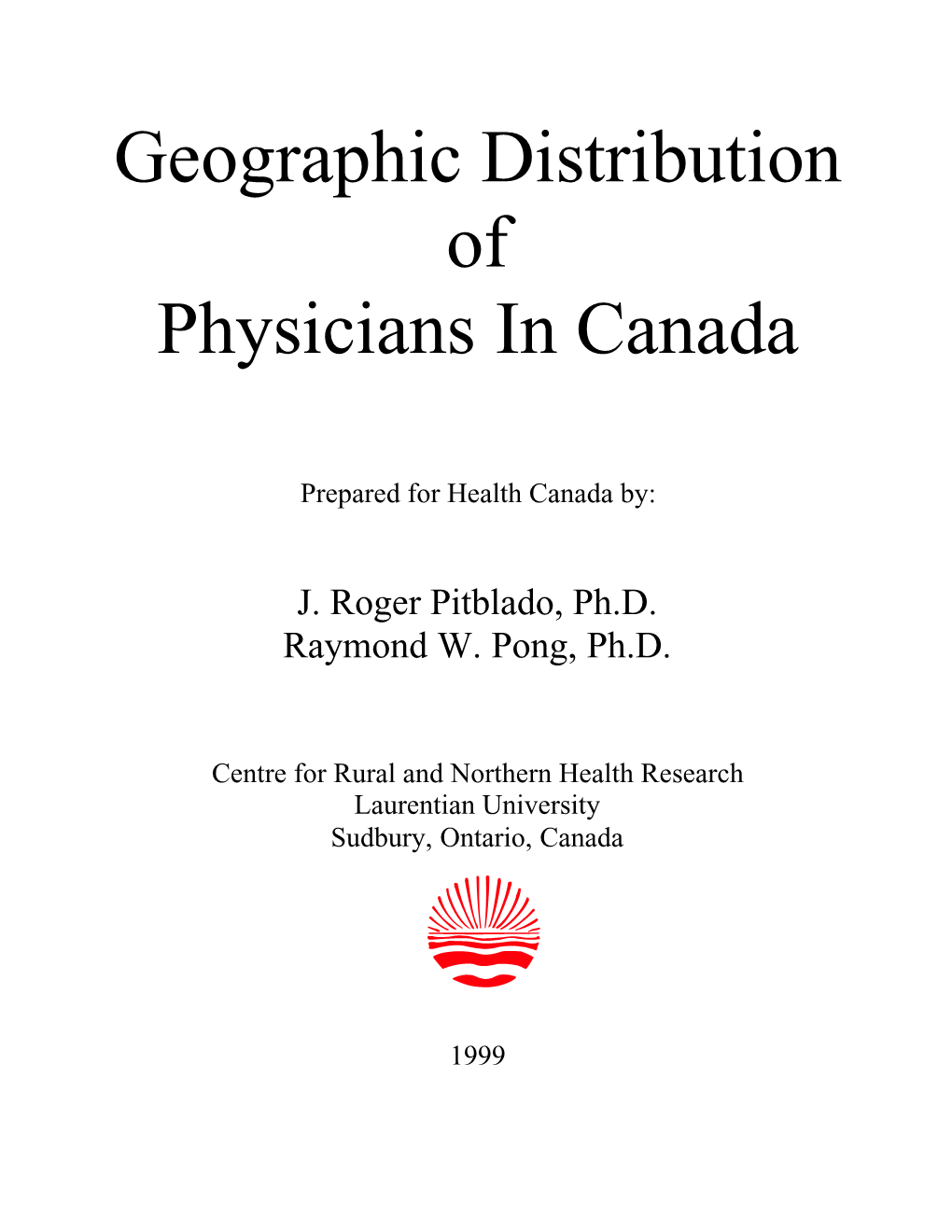 Geographic Distribution of Physicians in Canada