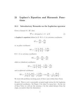 21 Laplace's Equation and Harmonic Func- Tions