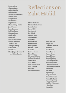 Re Ections on Zaha Hadid