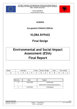 Environmental and Social Impact Assessment (ESIA) Final Report