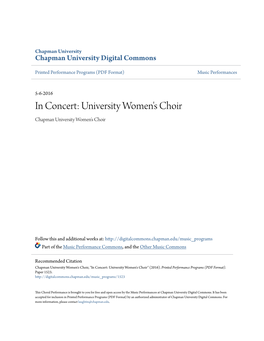 In Concert: University Women's Choir Chapman University Women's Choir