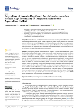 Polyculture of Juvenile Dog Conch Laevistrombus Canarium Reveals High Potentiality in Integrated Multitrophic Aquaculture (IMTA)