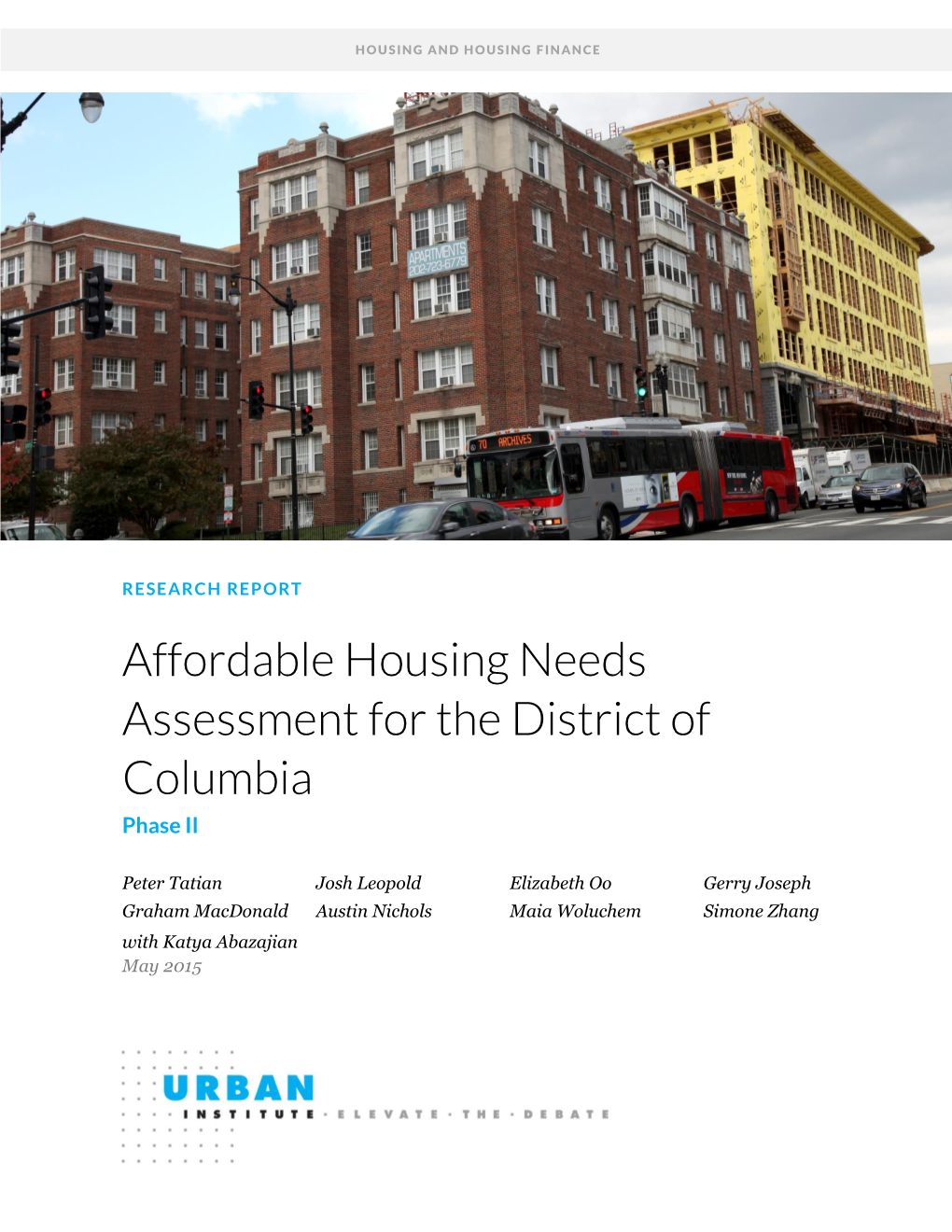 Affordable Housing Needs Assessment for the District of Columbia Phase II