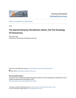 The Spectral Nanyang: Recollection, Nation, and the Genealogy of Chineseness