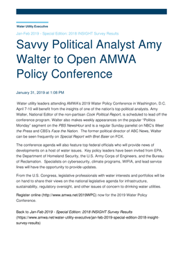 Savvy Political Analyst Amy Walter to Open AMWA Policy Conference