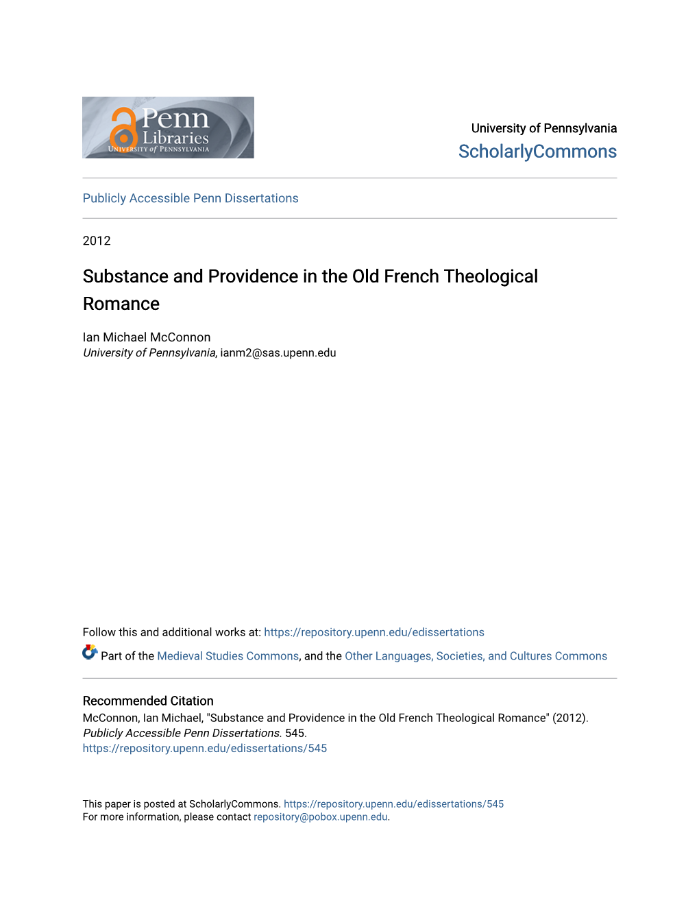 Substance and Providence in the Old French Theological Romance