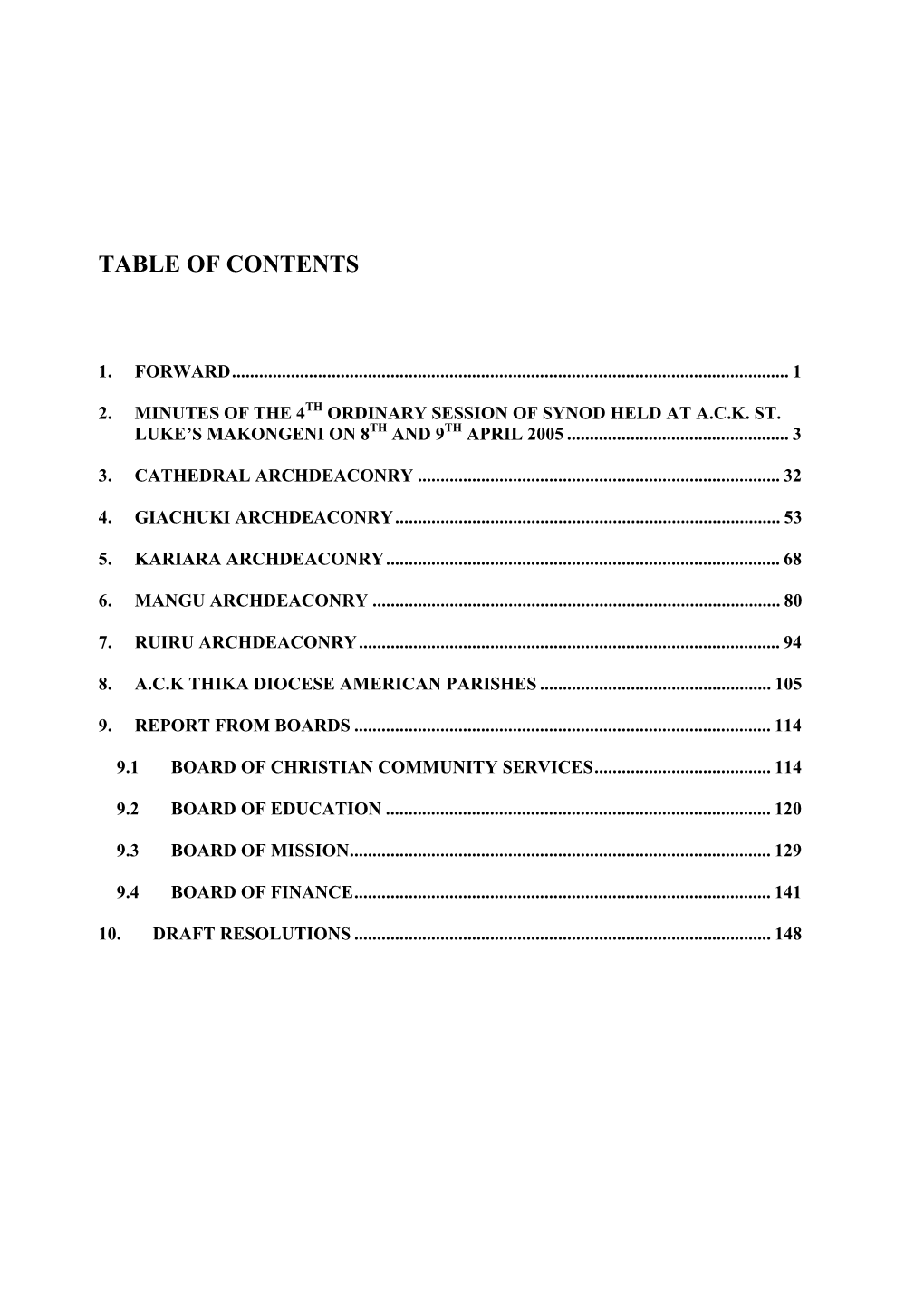 Table of Contents