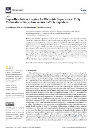 Super-Resolution Imaging by Dielectric Superlenses: Tio2 Metamaterial Superlens Versus Batio3 Superlens