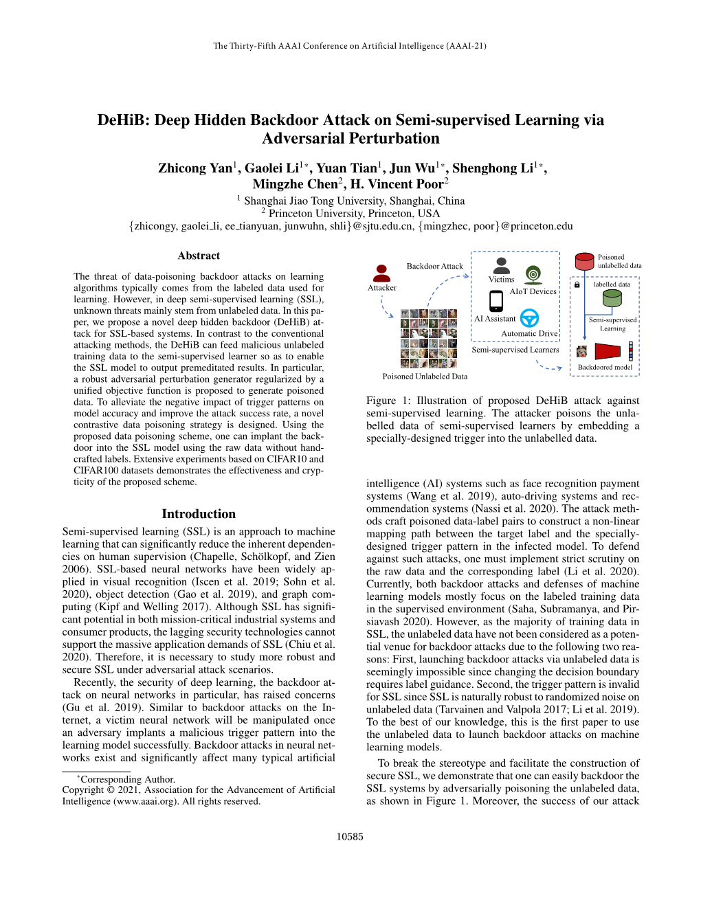 Dehib: Deep Hidden Backdoor Attack on Semi-Supervised Learning Via Adversarial Perturbation