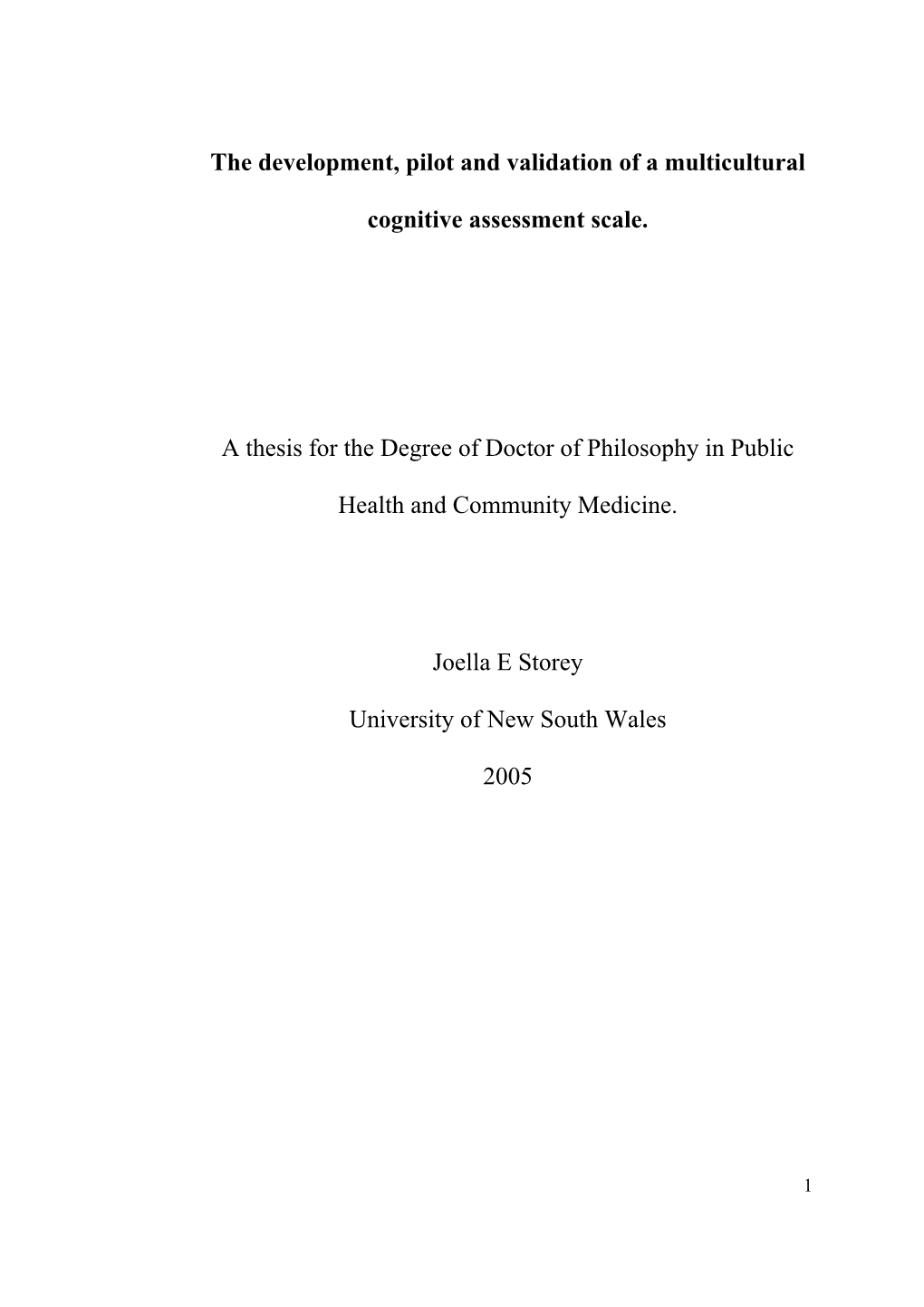 The Development, Pilot and Validation of a Multicultural Cognitive Assessment Scale