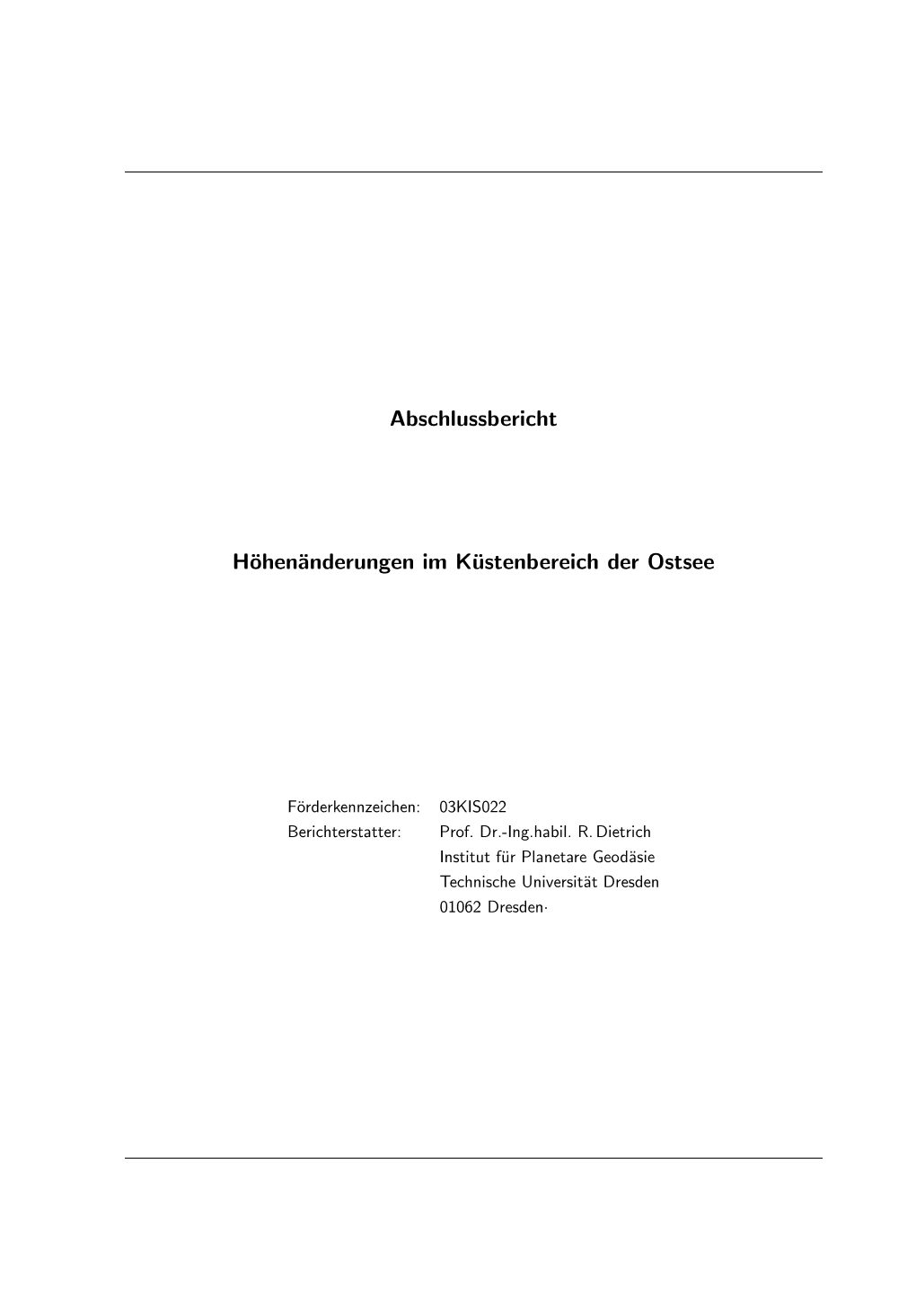 Abschlussbericht Höhenänderungen Im Küstenbereich Der Ostsee