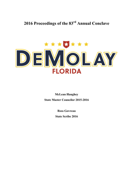 2016 Proceedings of the 83 Annual Conclave