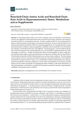 Branched-Chain Amino Acids and Branched-Chain Keto Acids in Hyperammonemic States: Metabolism and As Supplements