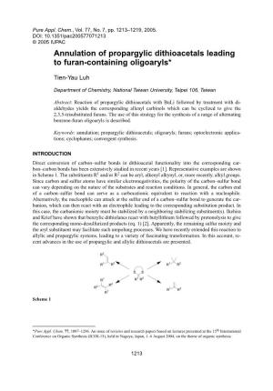 Annulation of Propargylic Dithioacetals Leading to Furan-Containing Oligoaryls*