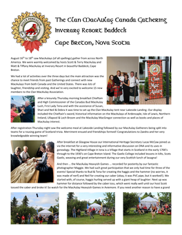 The Clan Macaulay Canada Gathering Inverary Resort Baddeck