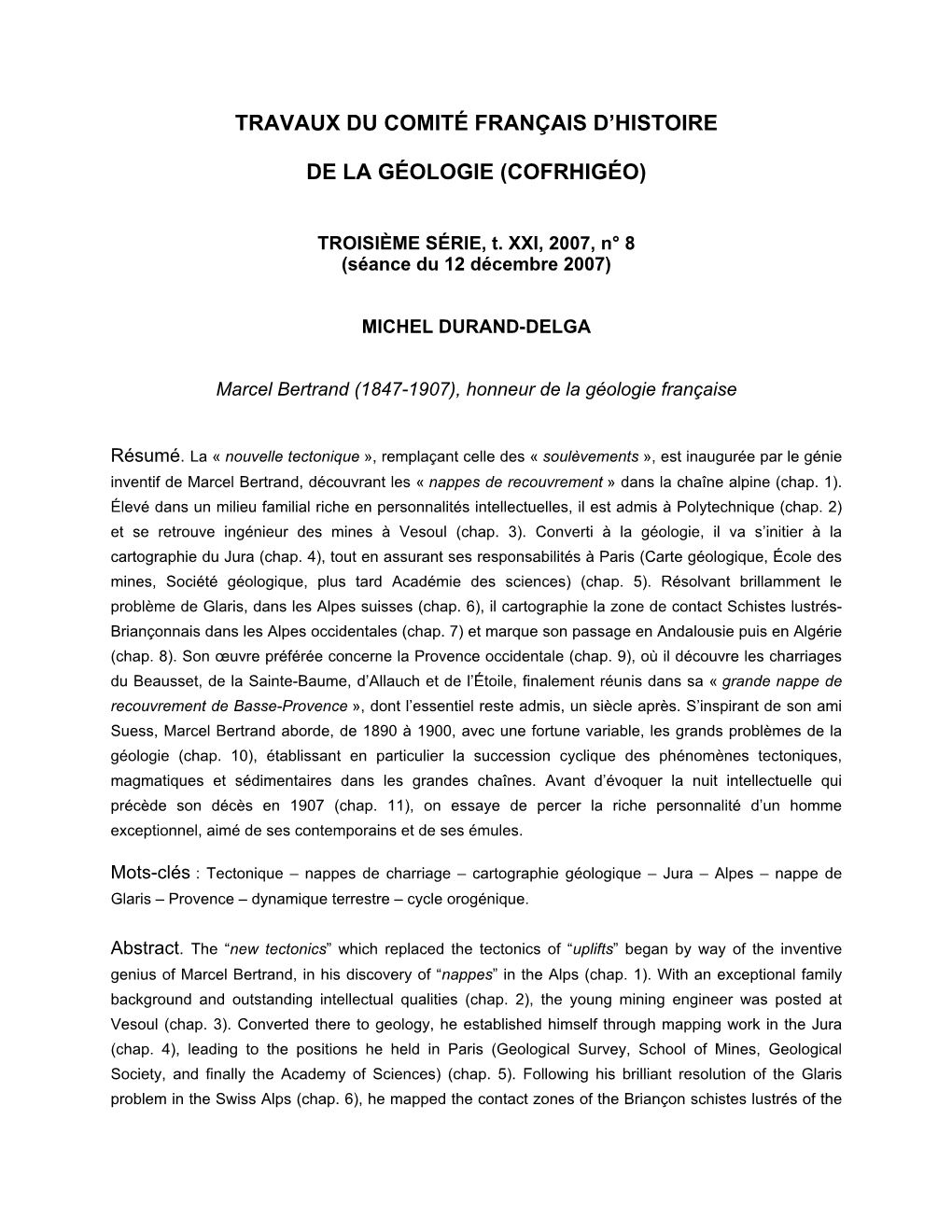 Travaux Du Comité Français D'histoire De La Géologie